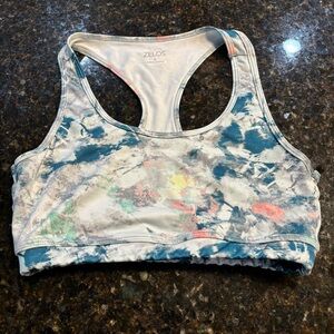 ZELOS Light Gray and Multicolor Sports Bra